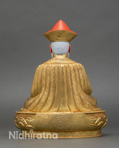 back view zhabdrung rinpoche statue lotus base copper buddhist heritage art
