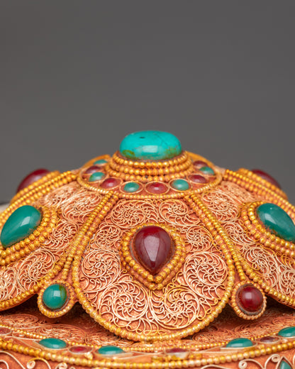 back view Handcrafted Tibetan ritual Treasure Box symbolizing protection and prosperity