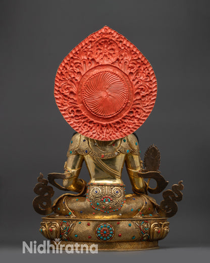 back view Kshitigarbha sacred halo and ritual ornament Vajrayana detailing