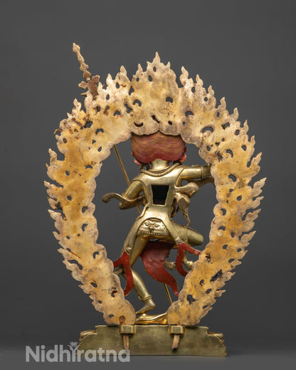 back view Troma Nagmo statue with blazing halo and intricate handcrafted design