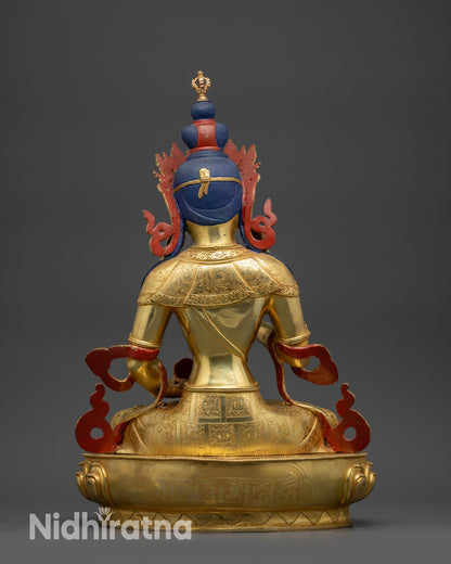 back view of Vajrasattva Statue with lotus seat and Om-Vajra-Sattva-Hum mantra
