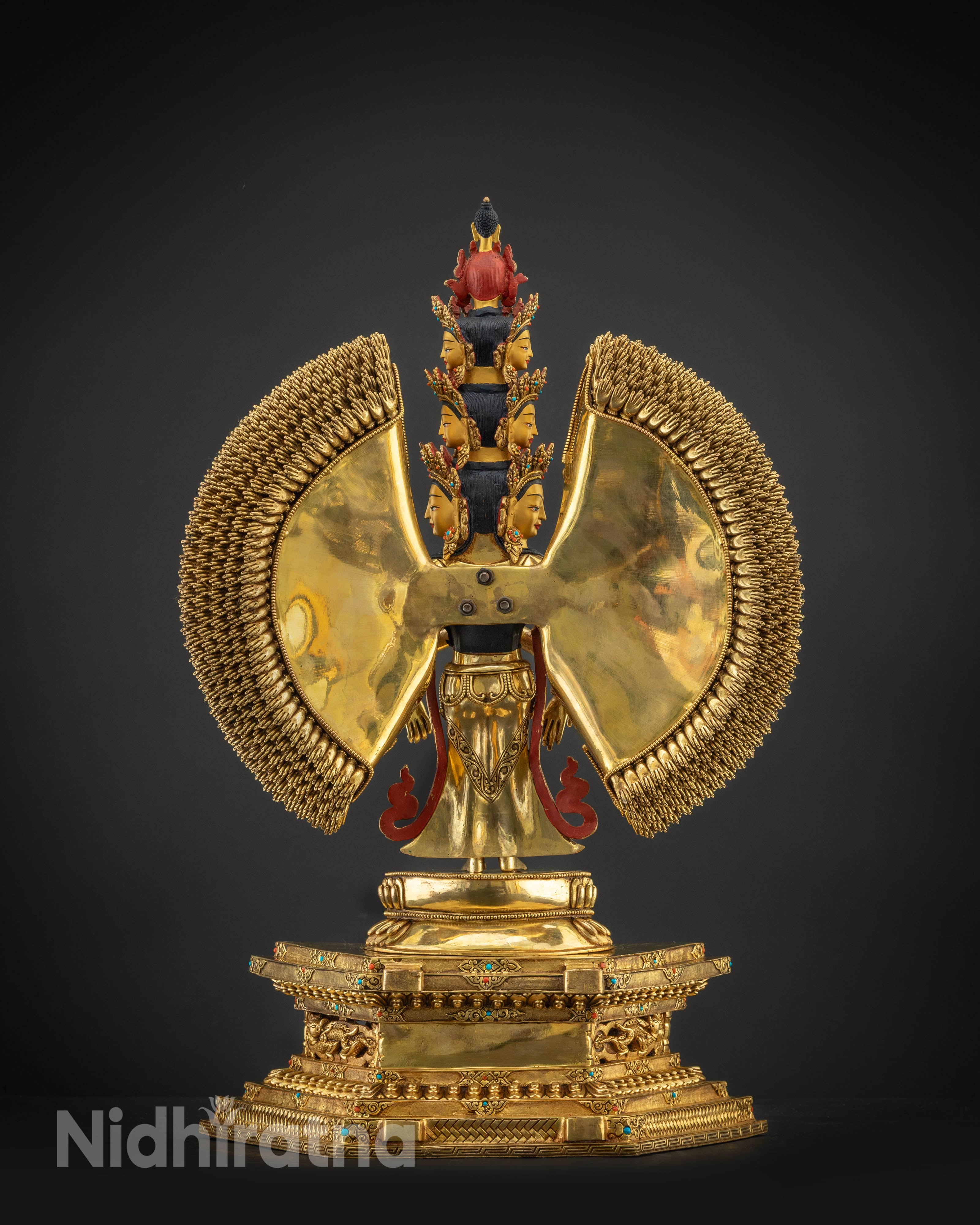 back view without halo 1000 Armed Chenrezig Avalokiteshvara gold statue handcrafted Nepal
