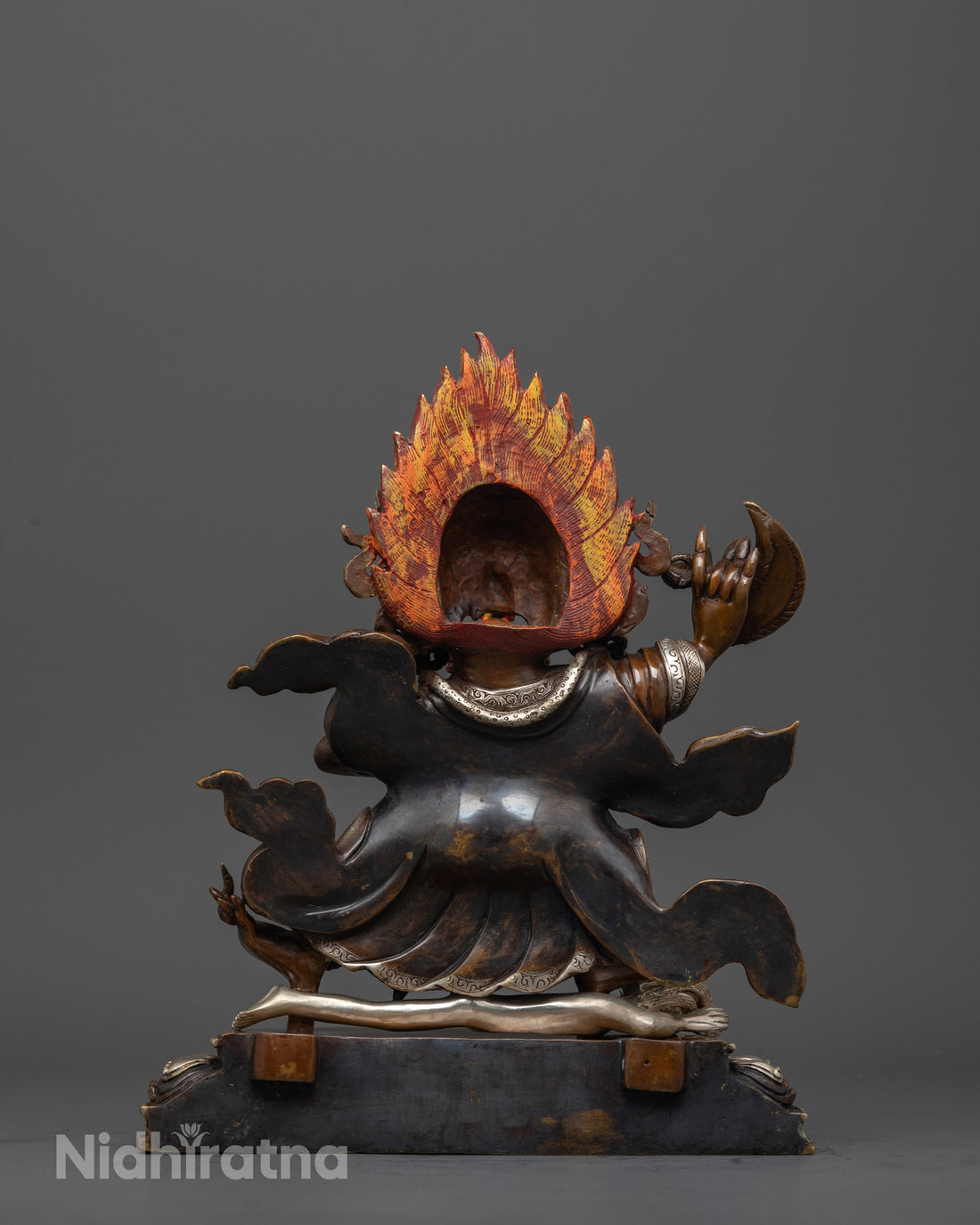 back view of mahakala bernagchen statue without the flames