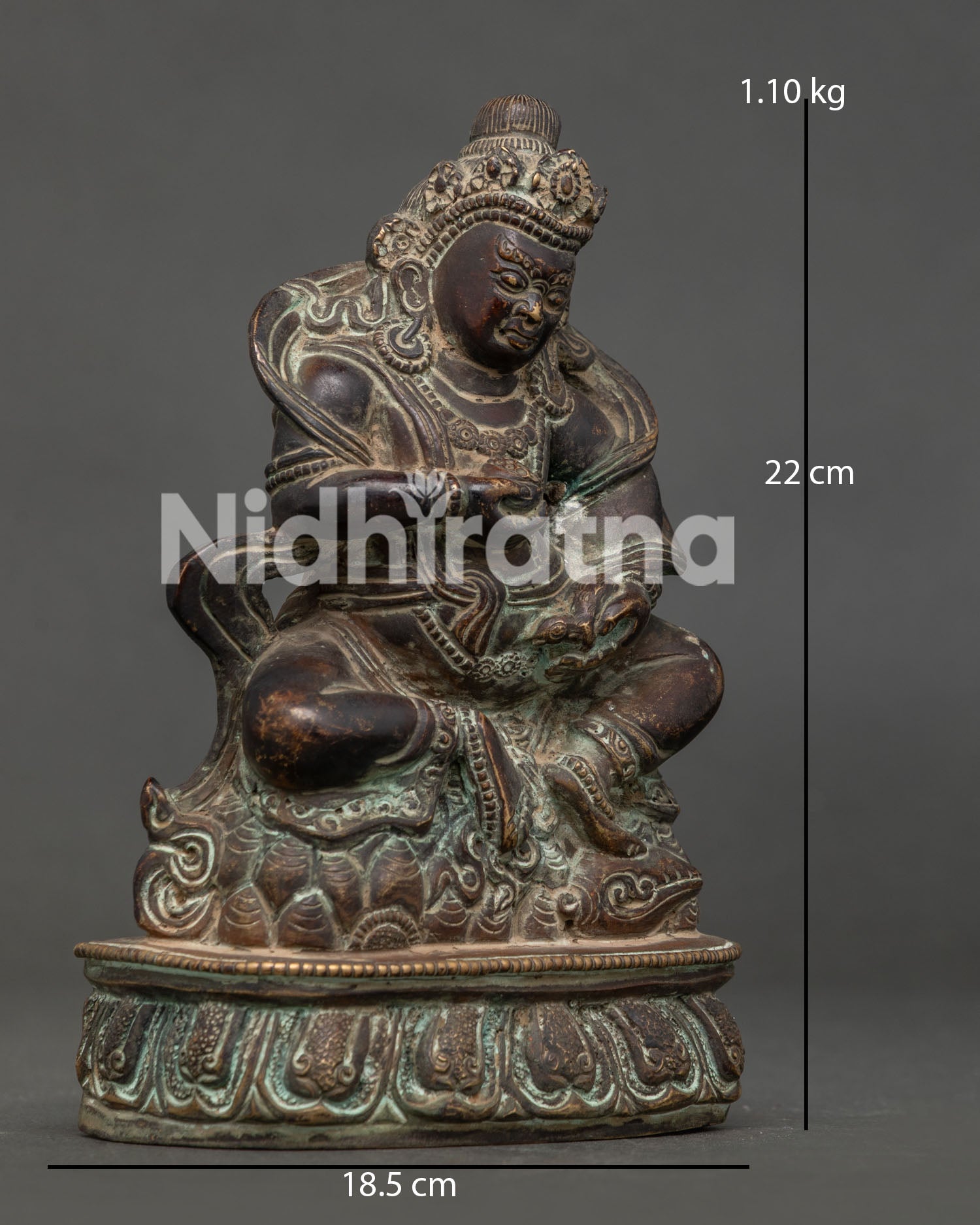 Black Dzambhala Antique Copper Newari Handcrafted Detail