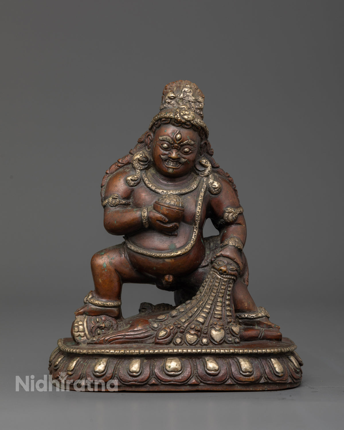Black Dzambhala statue handcrafted by Newari artisans from Nepal.