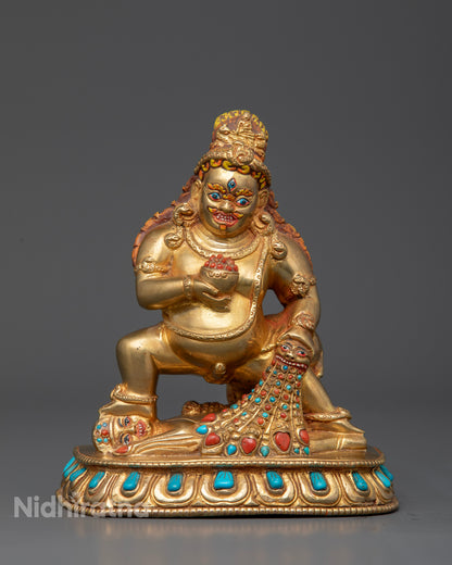 Black Dzambhala statue handcrafted by Newari artisans from Patan Nepal.