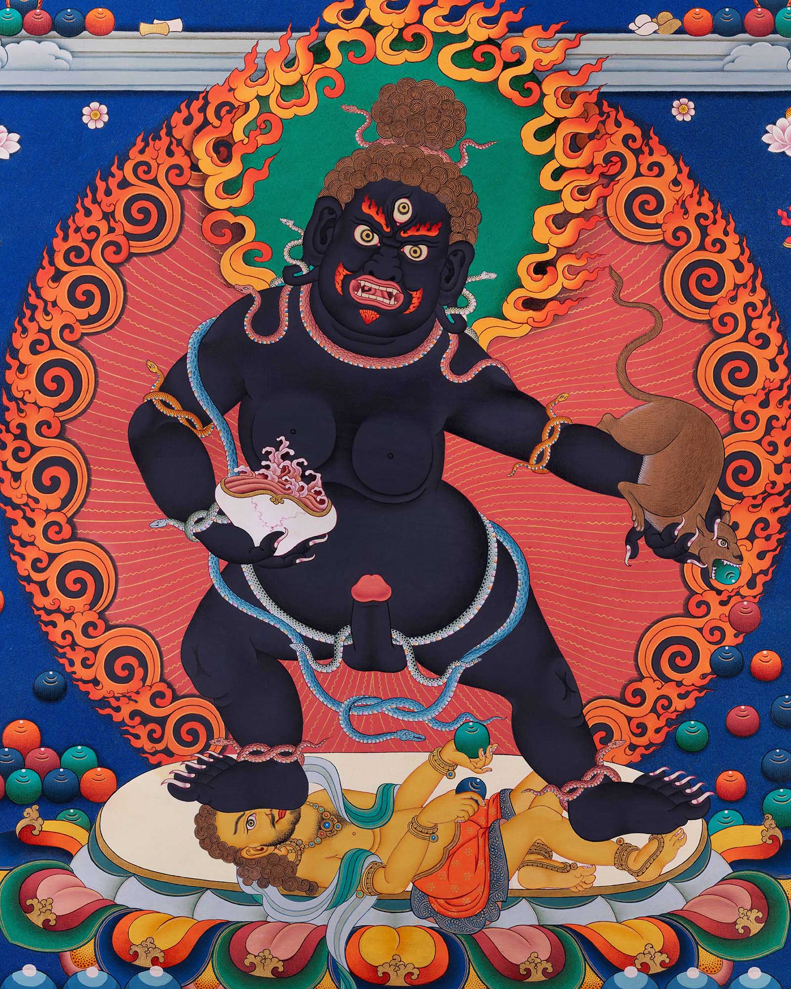 Black Dzambhala Thangka Print