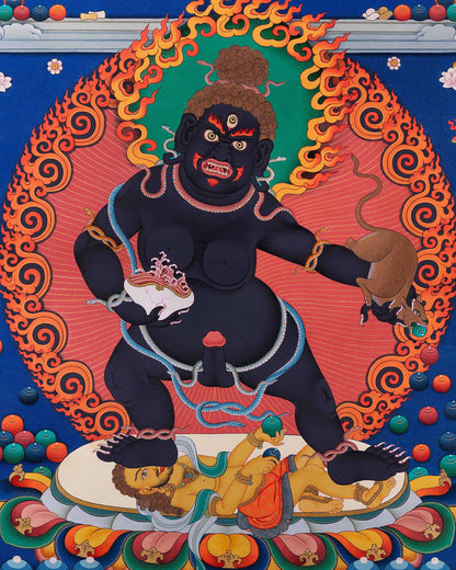 Black Dzambhala Thangka Print
