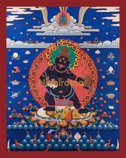 Black Dzambhala Thangka Print
