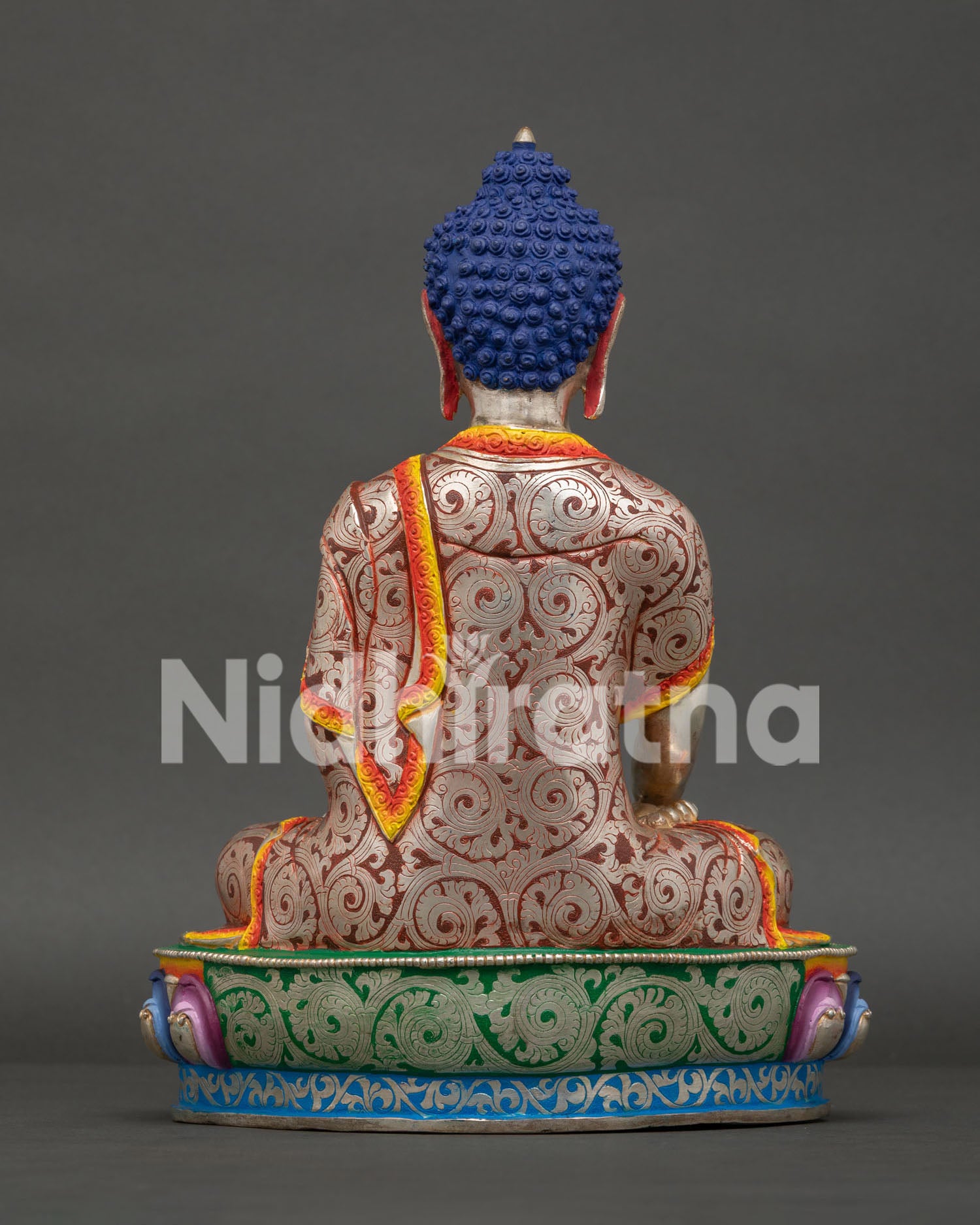 Shakyamuni Buddha sculpture with lotus seat handcrafted using traditional lost wax casting technique