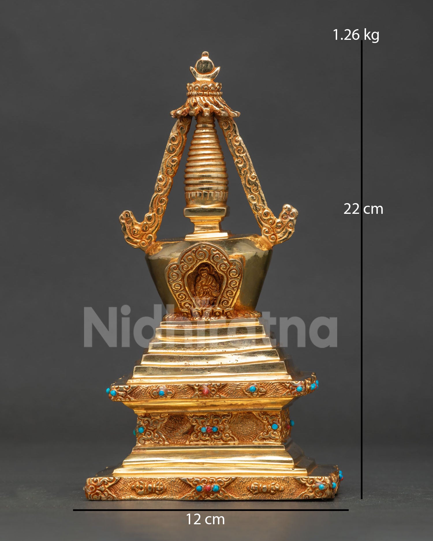Buddha Shakyamuni Stupa handcrafted by Newari artisans from Patan, Nepal