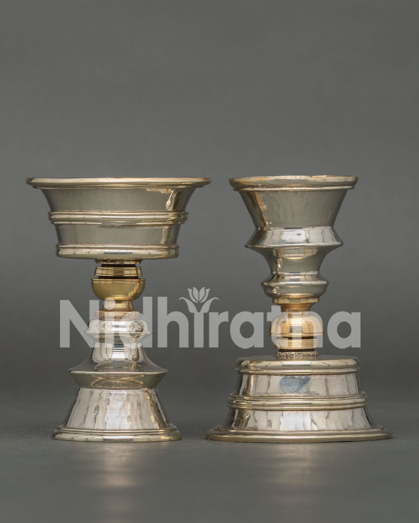Buddhist Butter Lamp Set showing traditional Newari craftsmanship