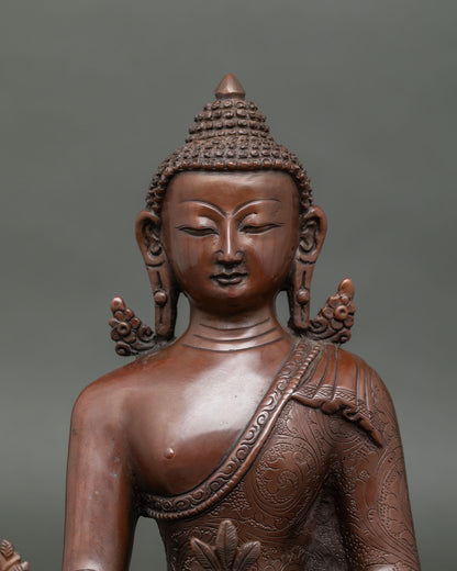 Buddhist Healing Master statue with intricate Nepalese craftsmanship for meditation altars and sacred spaces
