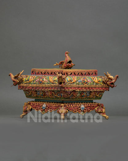 buddhist incense burner for meditation and sang offerings, handcrafted nepali ritual art