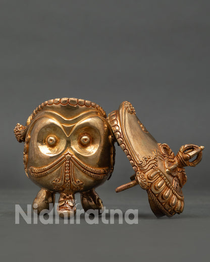 Buddhist Kapala Ritual Skull Cup with Intricate Himalayan Craftsmanship
