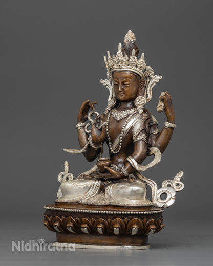 Buddhist Prajnaparamita statue holding sacred scripture crystal rosary and bowl