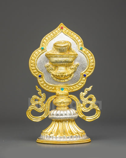 Buddhist ritual offering set featuring traditional Eight Auspicious Substances from Nepal