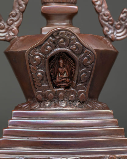 Buddhist Shakyamuni Stupa with miniature Buddha figure inside sacred monument