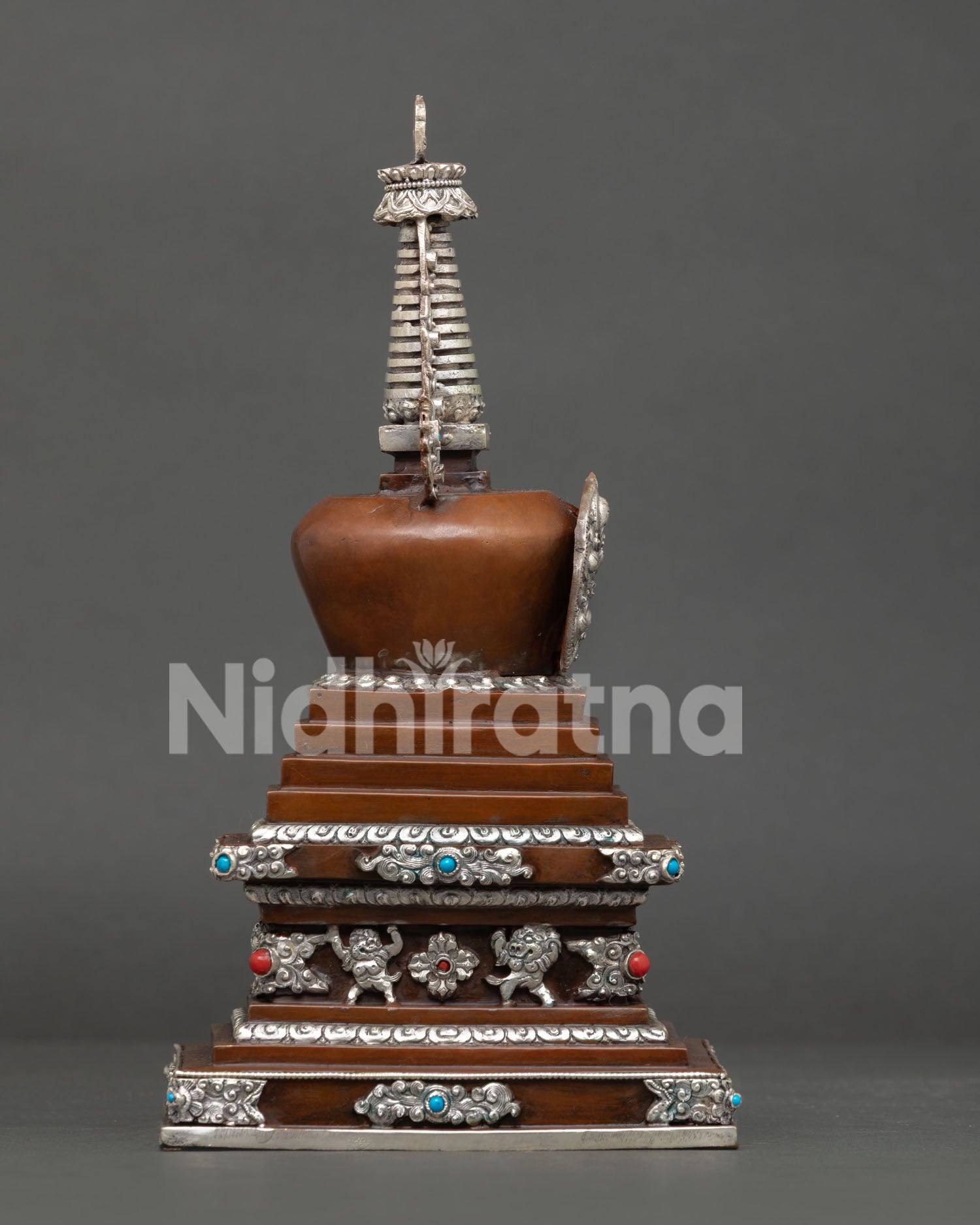 Buddhist Stupa, adorned with semi precious stones and Himalayan craftsmanship