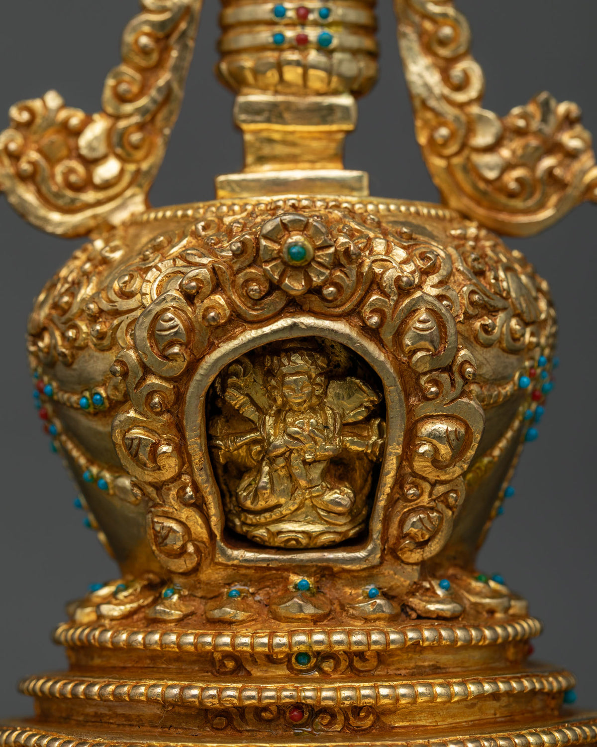 Buddhist Stupa featuring a miniature Namgyalma deity figure