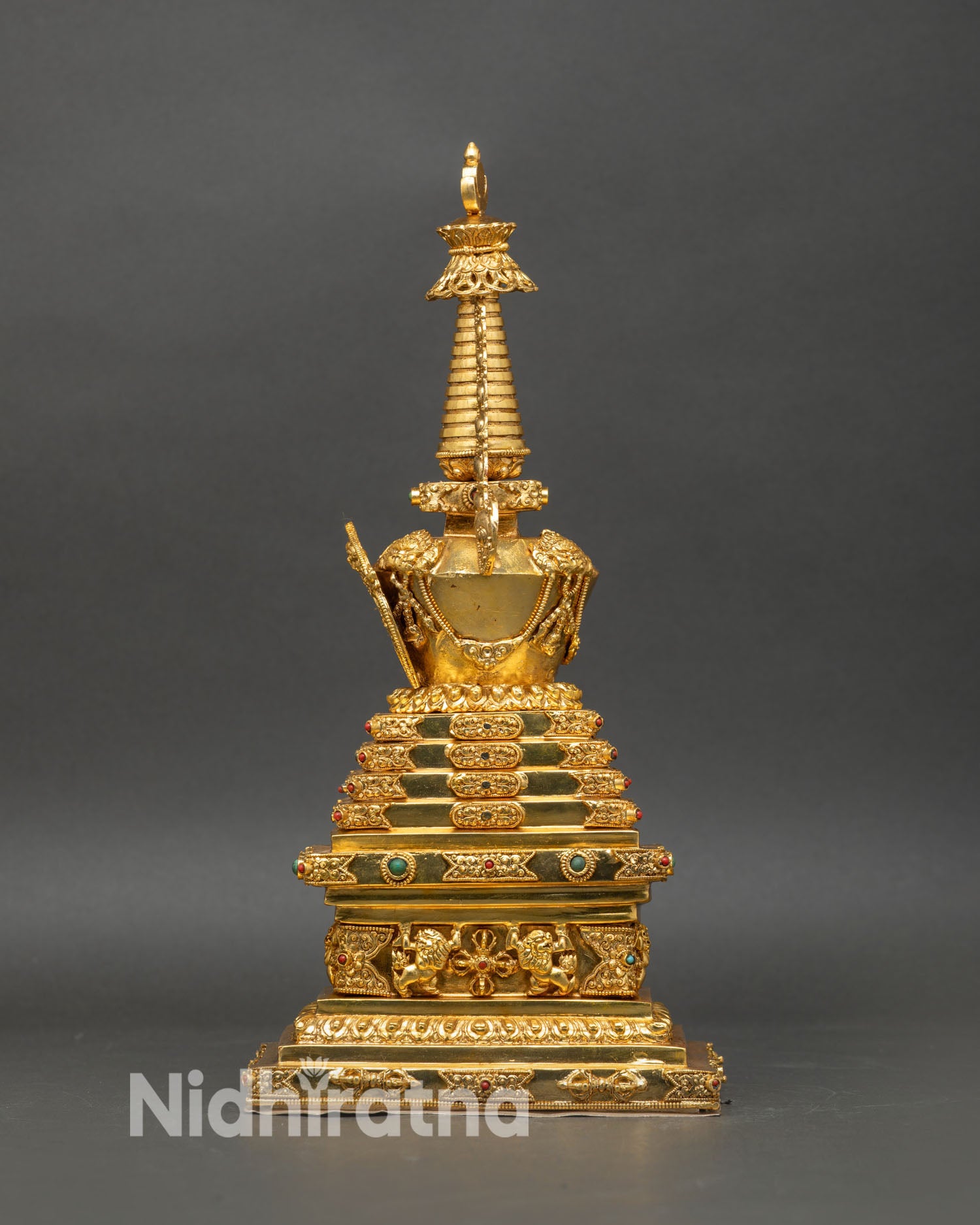 Buddhist Stupa, gold plated structure spiritual symbol prayer meditation buddhist art