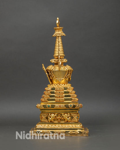 Buddhist Stupa, gold plated structure spiritual symbol prayer meditation buddhist art