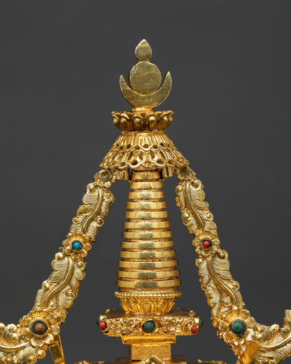 Buddhist Stupa with Sacred Gemstone Embellishments