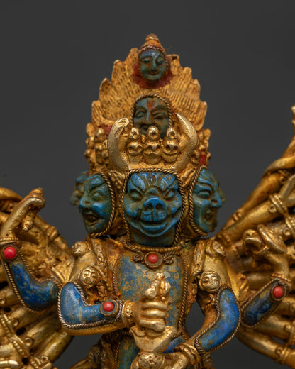 Buddhist Yamantaka artwork featuring lapis lazuli copper and gold gilding