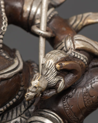 Hand-Finished White Dzambhala Statue | Authentic Oxidized Copper Craft
