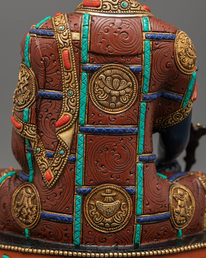 Blue Bhaisajyaguru Statue | Traditional Nepalese Idol for Healing