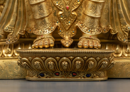 Maitreya Buddha Statue | Himalayan Artwork with 24K Gold-Gilded Face