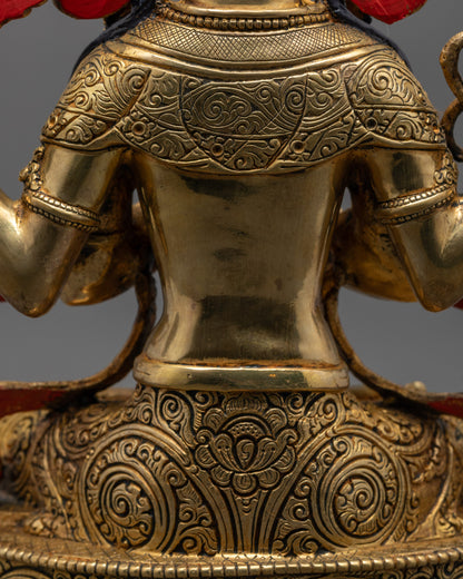 Detailed Avalokiteshvara Statue | Traditional Nepalese Artisan Craft