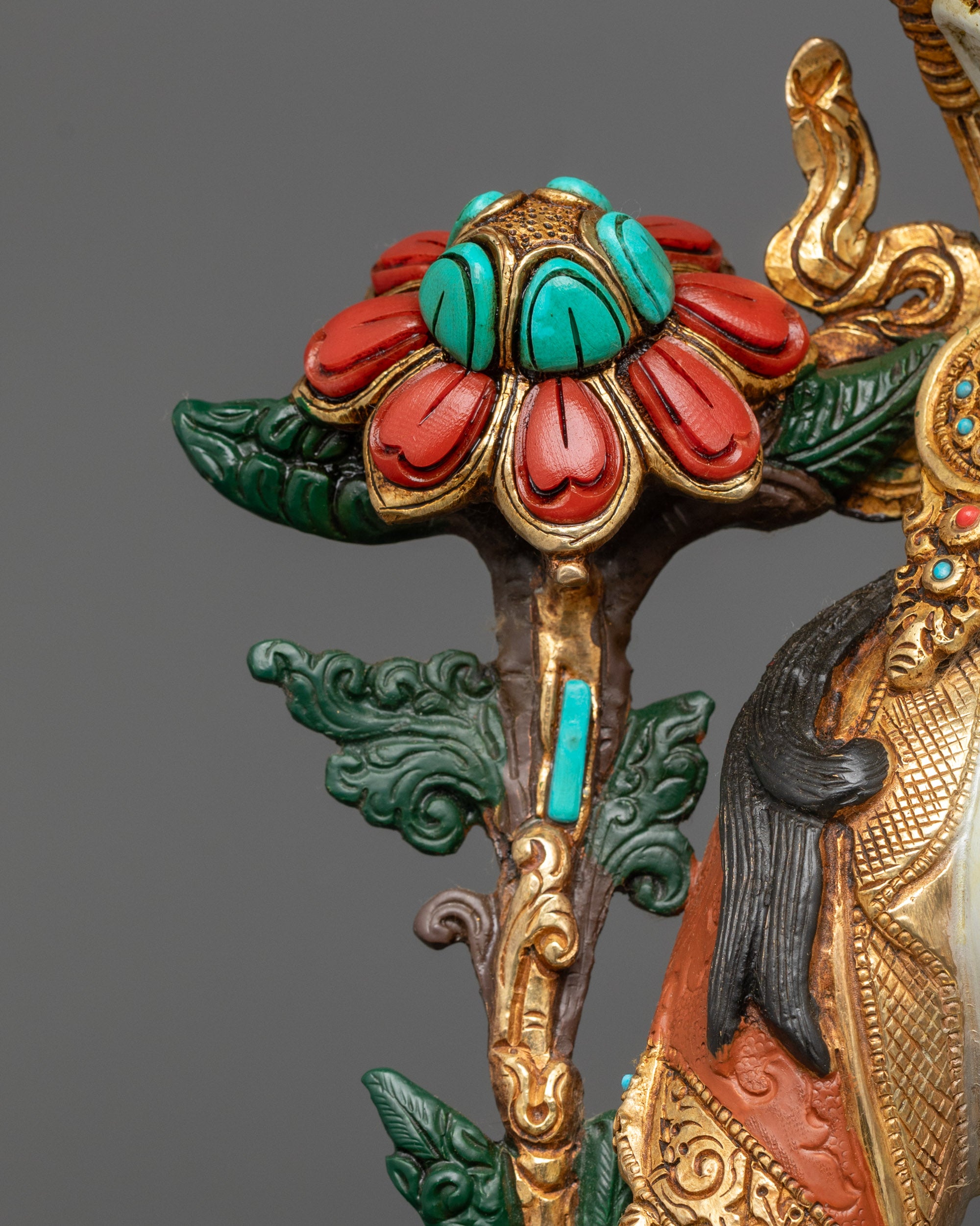 Nepalese Coloured White Tara Statue | Traditional Sacred Sculpture