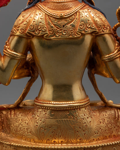 Four-Armed Avalokiteshvara Statue | 24K Gold-Gilded Face Chenrezig
