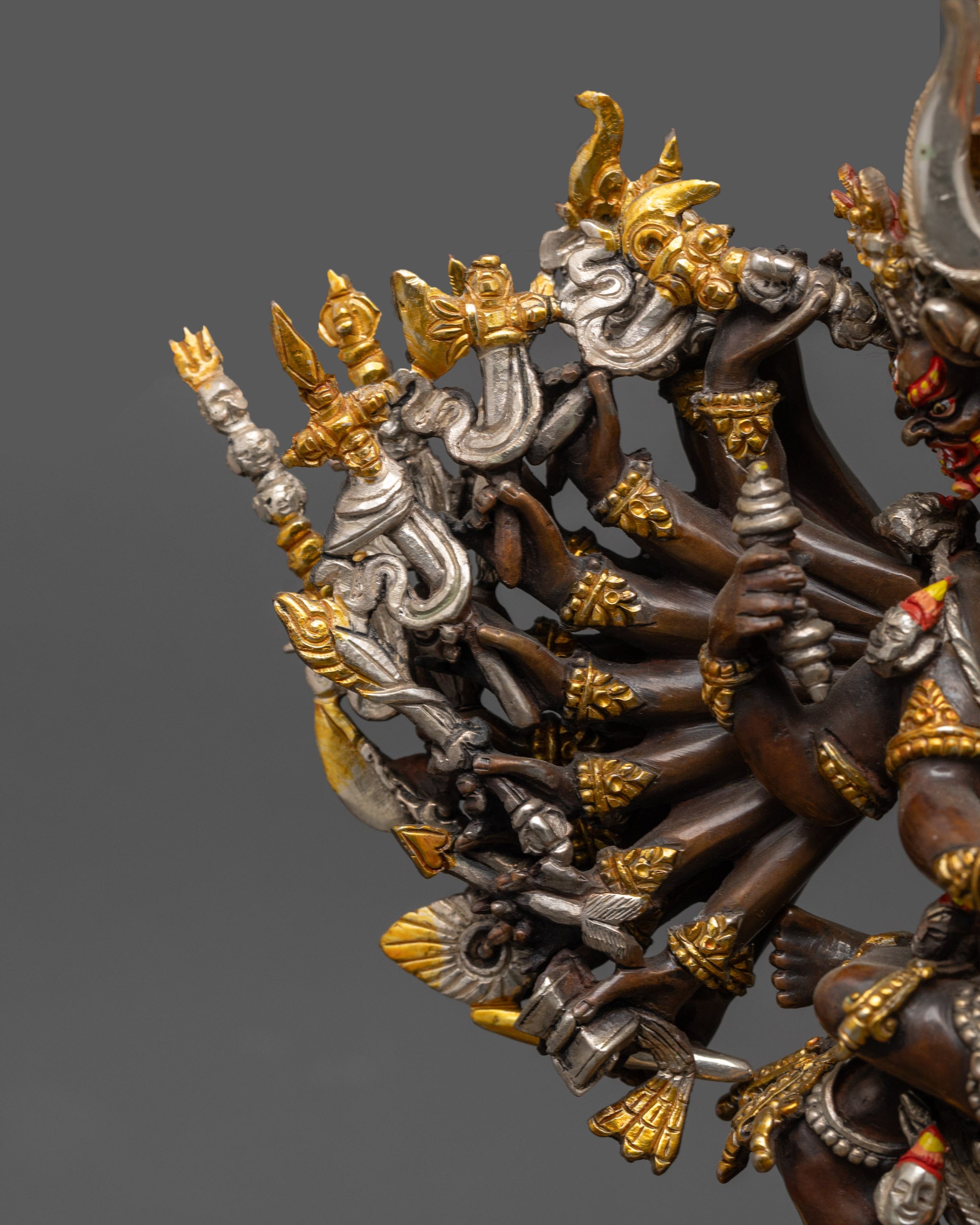 Oxidized Yamantaka Statue | Tibetan Buddhist Wrathful Deity Sculpture