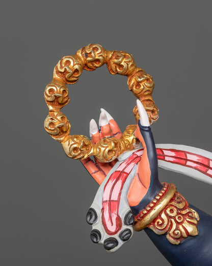 Colored Six Armed Mahakala Statue | Buddhist Protector Statue