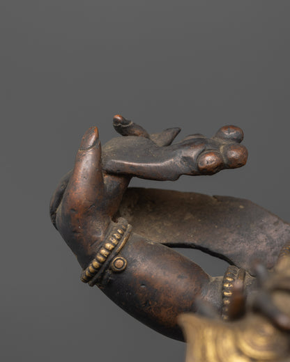 Antique Mahakala Statue | Sacred Six Armed Protector Deity Sculpture