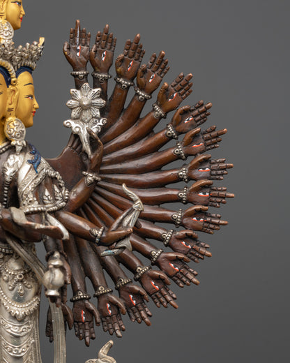 Oxidized 1000 Armed Chenrezig Statue | Spiritual Sculpture from Nepal