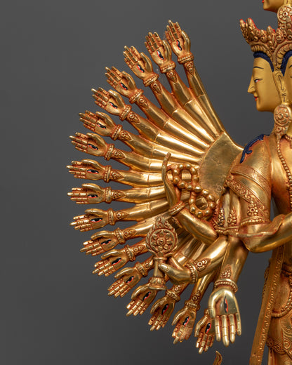 1000-Armed Guan Yin Sculpture | Traditional Nepalese Artwork