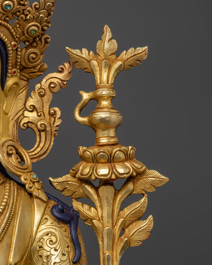 Maitreya Buddha Statue | Himalayan Artwork with 24K Gold-Gilded Face