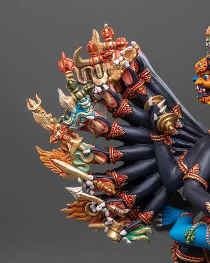 Handcrafted Yamantaka Consort Statue | Wrathful Deity Union Sculpture