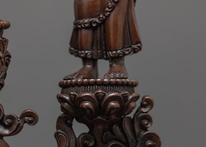 Oxidized Statue of Shakyamuni Buddha with Disciples | Buddhist Artwork