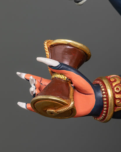 Colored Six Armed Mahakala Statue | Buddhist Protector Statue