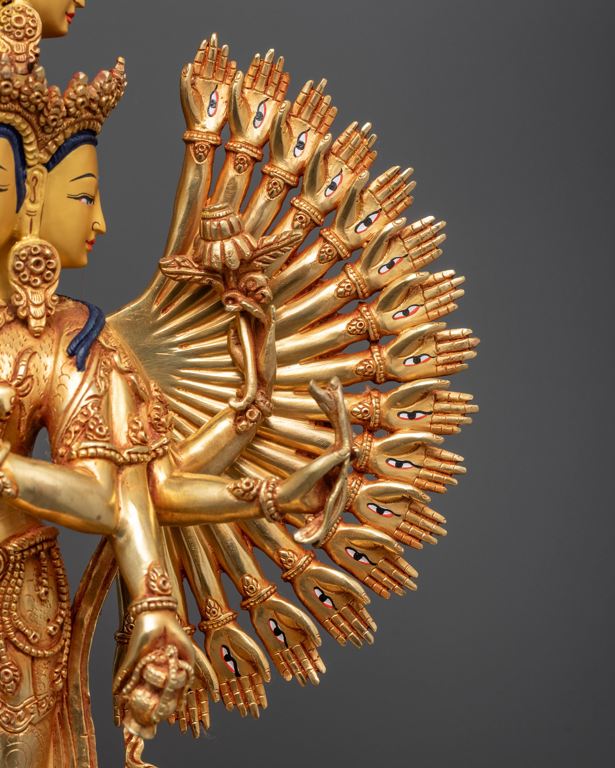 1000-Armed Chenrezig Statue | 24K Gold Gilded Avalokiteshvara Sculpture