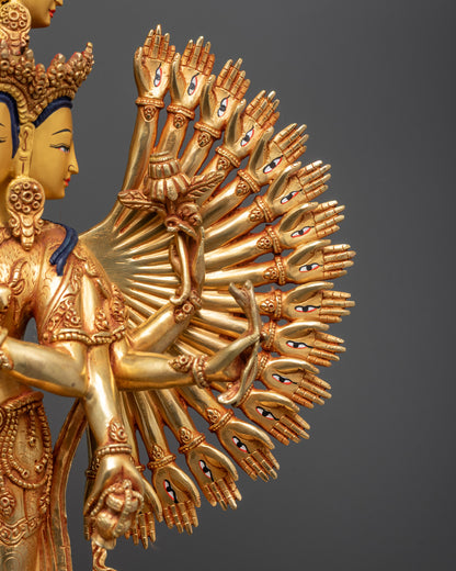 1000-Armed Chenrezig Statue | 24K Gold Gilded Avalokiteshvara Sculpture