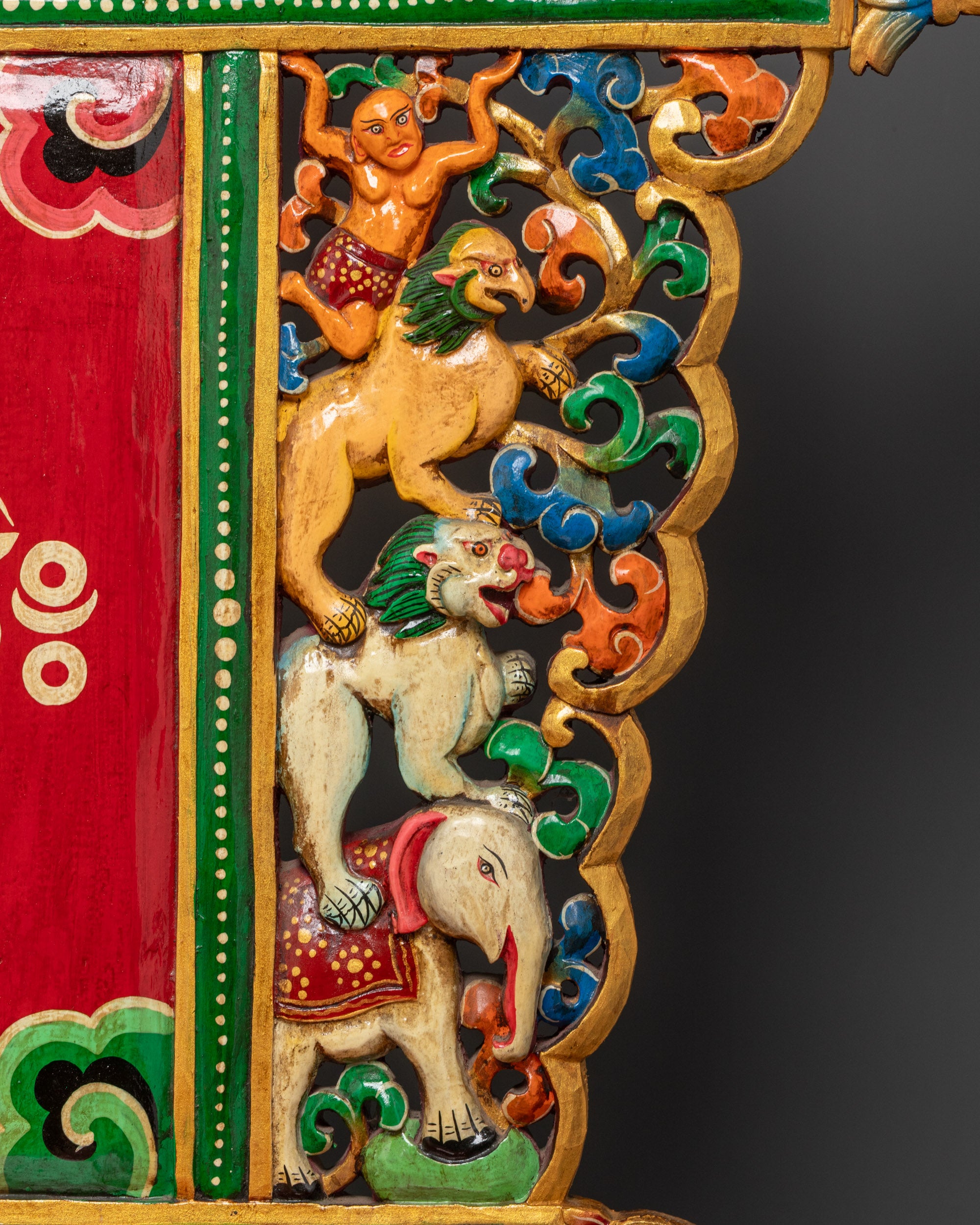 Handcrafted Buddhist Throne | Intricate Nepalese Statue Seat for Shrines