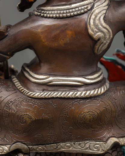 Hand-Finished White Dzambhala Statue | Authentic Oxidized Copper Craft