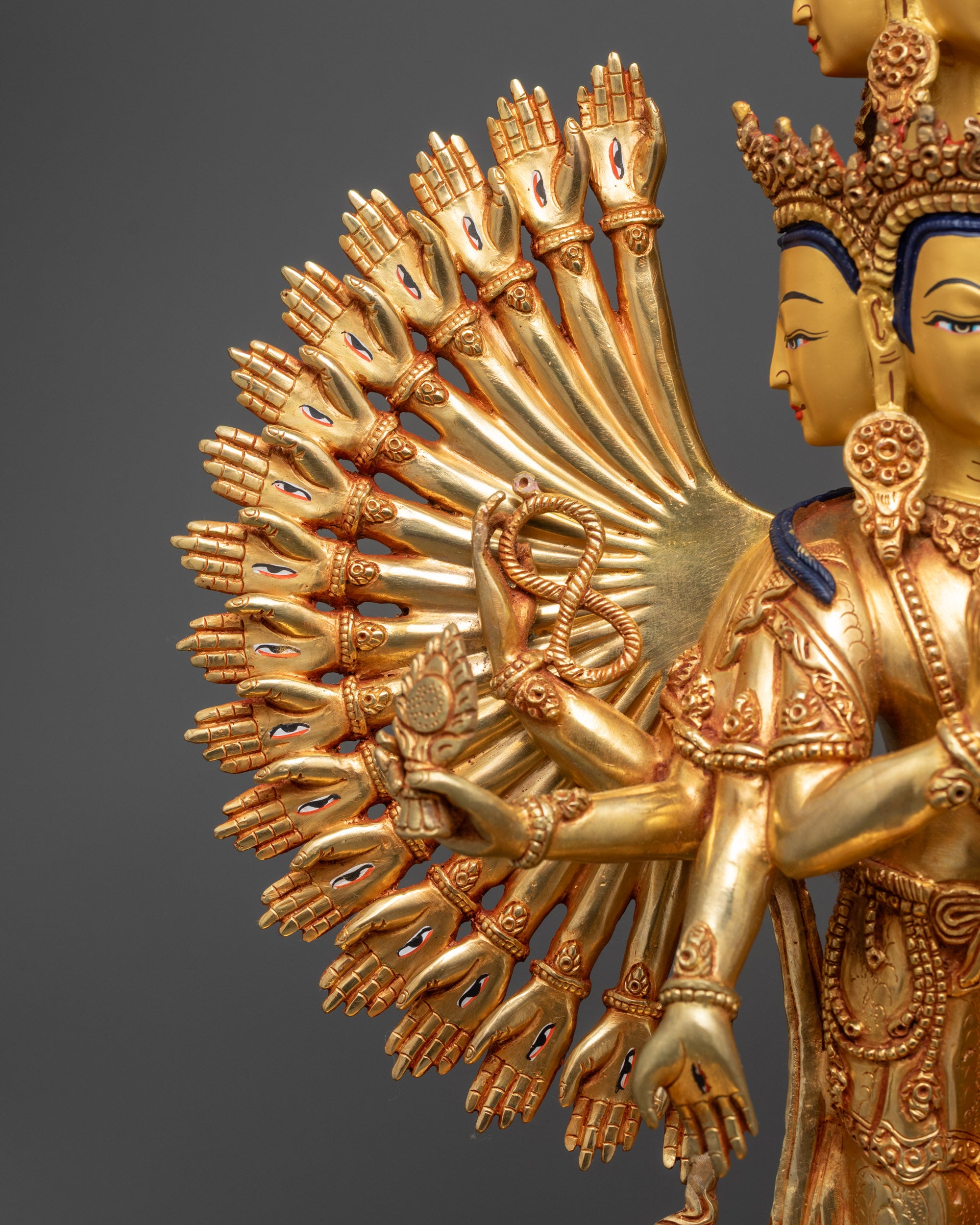 1000-Armed Chenrezig Statue | 24K Gold Gilded Avalokiteshvara Sculpture
