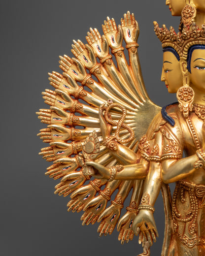 1000-Armed Chenrezig Statue | 24K Gold Gilded Avalokiteshvara Sculpture