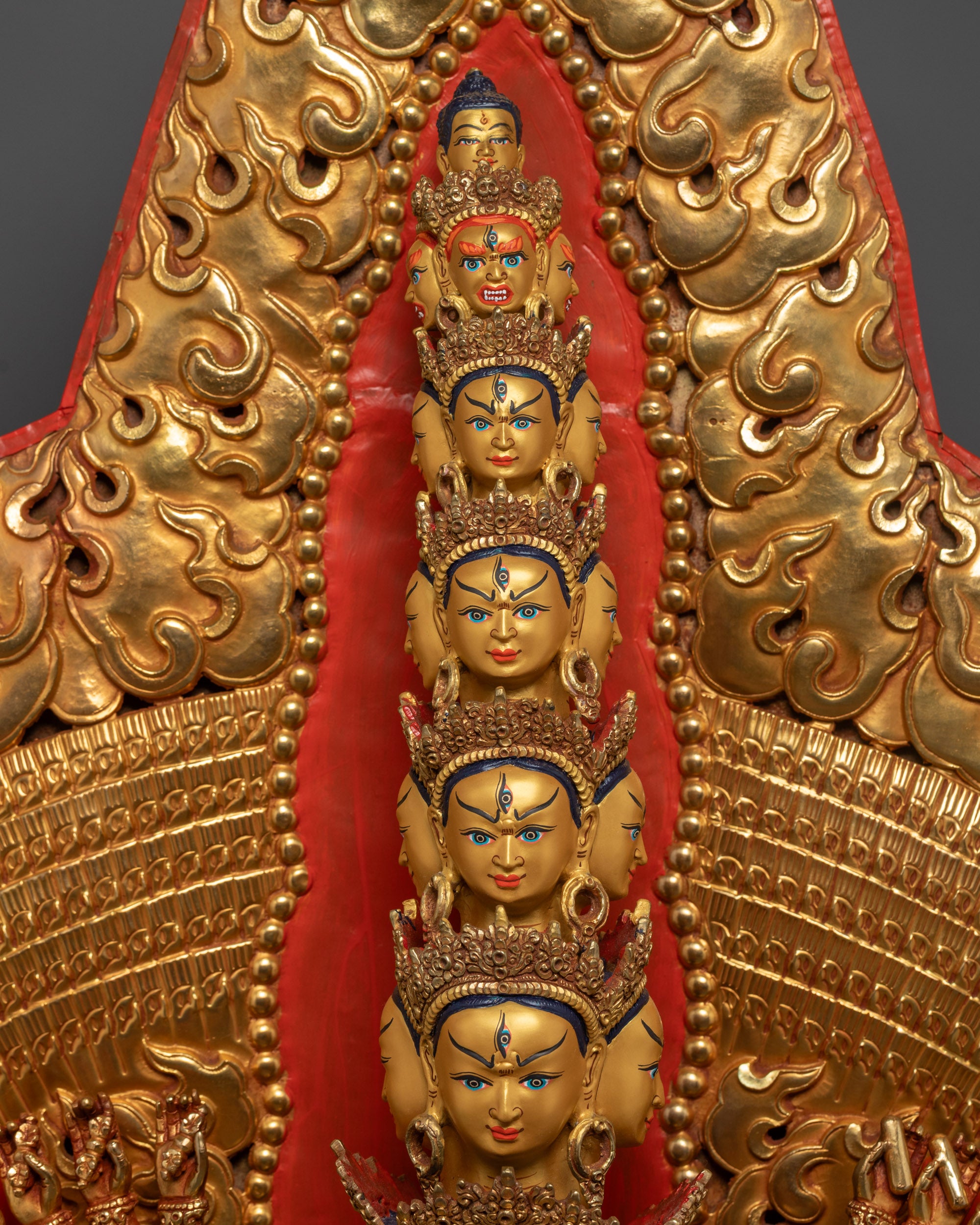 Thousand-Arm Dukar Statue | Detailed Bodhisattva Sculpture from Nepal